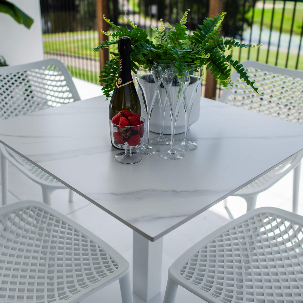 best-outdoor-furniture-Roma Lennox - 5pce (80x80) - Outdoor Bistro Set - Outdoor Dining Set #color_WHITE