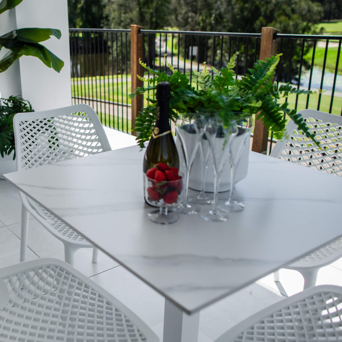 best-outdoor-furniture-Roma Lennox - 5pce (80x80) - Outdoor Bistro Set - Outdoor Dining Set #color_WHITE