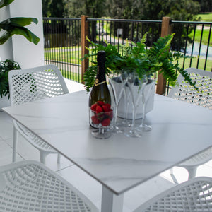 best-outdoor-furniture-Roma Lennox - 5pce (80x80) - Outdoor Bistro Set - Outdoor Dining Set #color_WHITE