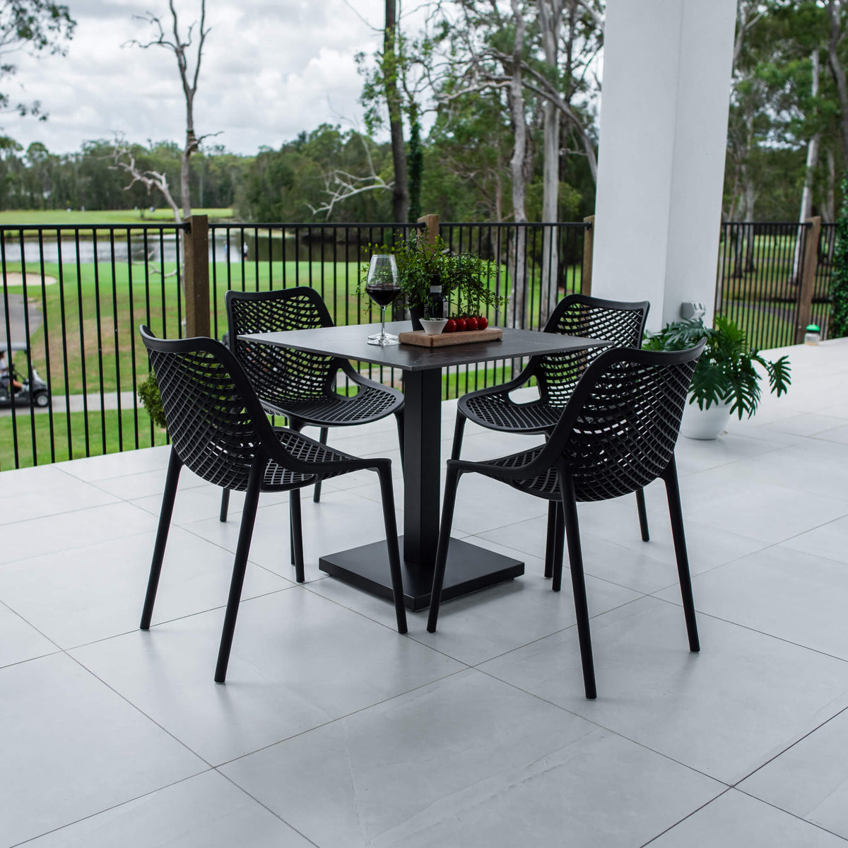 best-outdoor-furniture-Roma Lennox - 5pce (80x80) - Outdoor Bistro Set - Outdoor Dining Set #color_BLACK