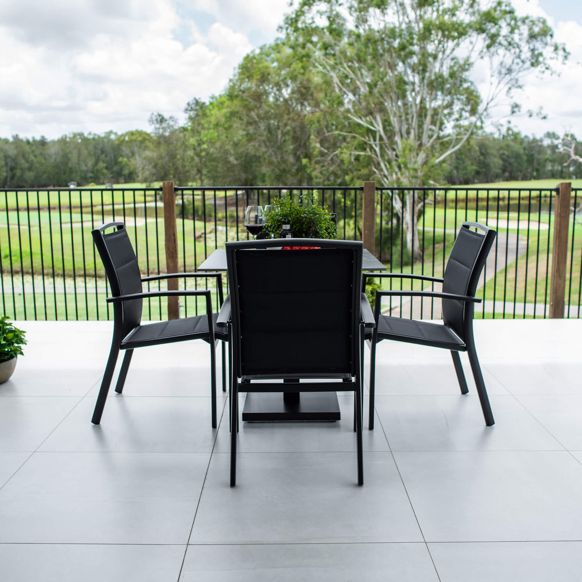 best-outdoor-furniture-Shelby Lennox - 5pce (80x80) - Outdoor Bistro Set - Outdoor Dining Set #color_BLACK