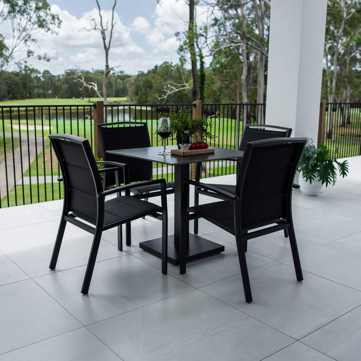 best-outdoor-furniture-Shelby Lennox - 5pce (80x80) - Outdoor Bistro Set - Outdoor Dining Set #color_BLACK