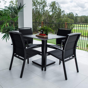 best-outdoor-furniture-Shelby Lennox - 5pce (80x80) - Outdoor Bistro Set - Outdoor Dining Set #color_BLACK