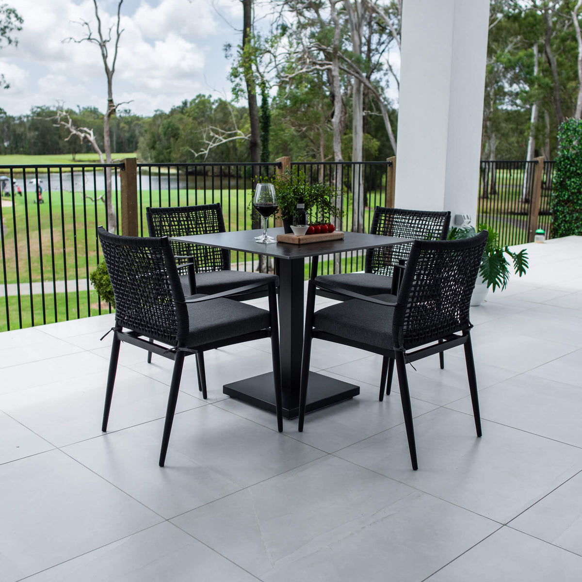 best-outdoor-furniture-Vienna Rope Lennox - 5pce (80x80) - Outdoor Bistro Set - Outdoor Dining Set #color_BLACK