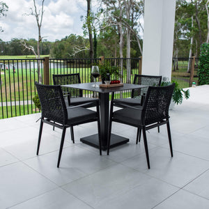 best-outdoor-furniture-Vienna Rope Lennox - 5pce (80x80) - Outdoor Bistro Set - Outdoor Dining Set #color_BLACK