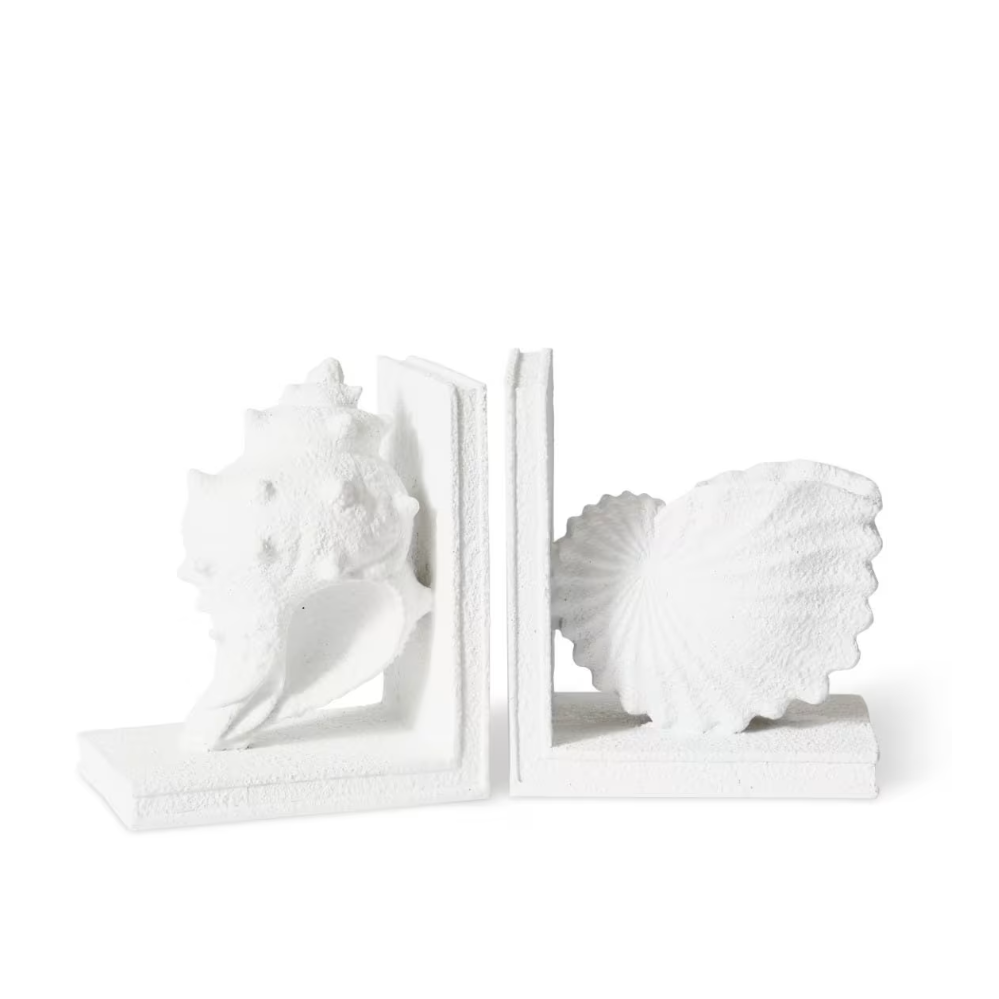 best-outdoor-furniture-Conch Shell Bookends Set/2 White