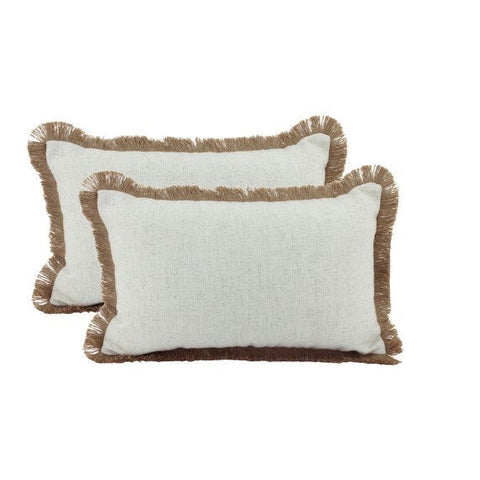 Linen Fringe Cushion Beige (30 x 50)