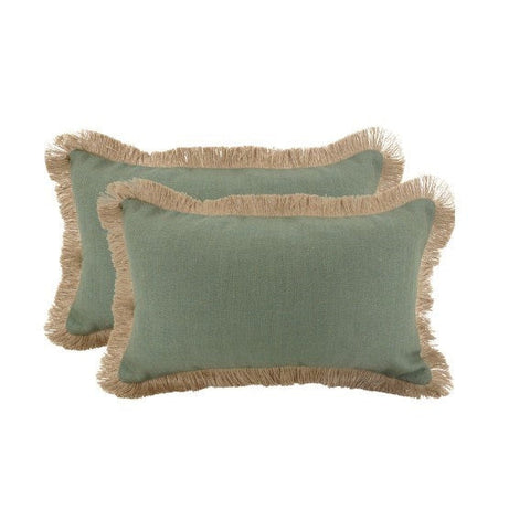 Linen Fringe Cushion Sage (30 x 50)