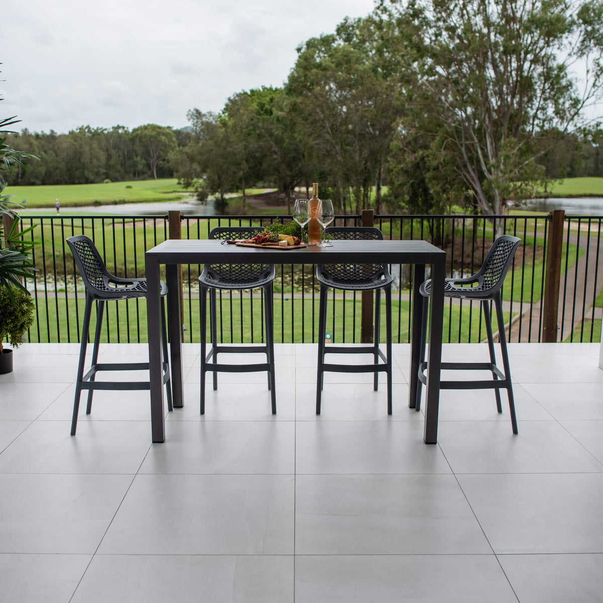 best-outdoor-furniture-Air 75 Aria - 5pce (150x65) - Outdoor Bar Set #color_GUNMETAL