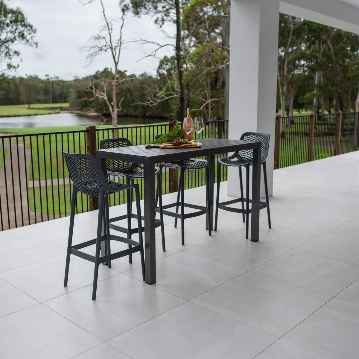 best-outdoor-furniture-Air 75 Aria - 5pce (150x65) - Outdoor Bar Set #color_GUNMETAL