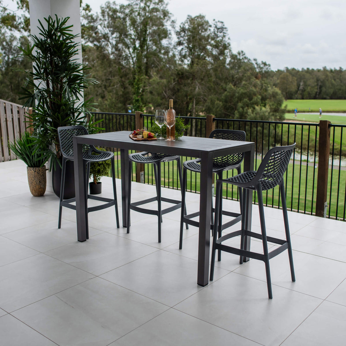 best-outdoor-furniture-Air 75 Aria - 5pce (150x65) - Outdoor Bar Set #color_GUNMETAL