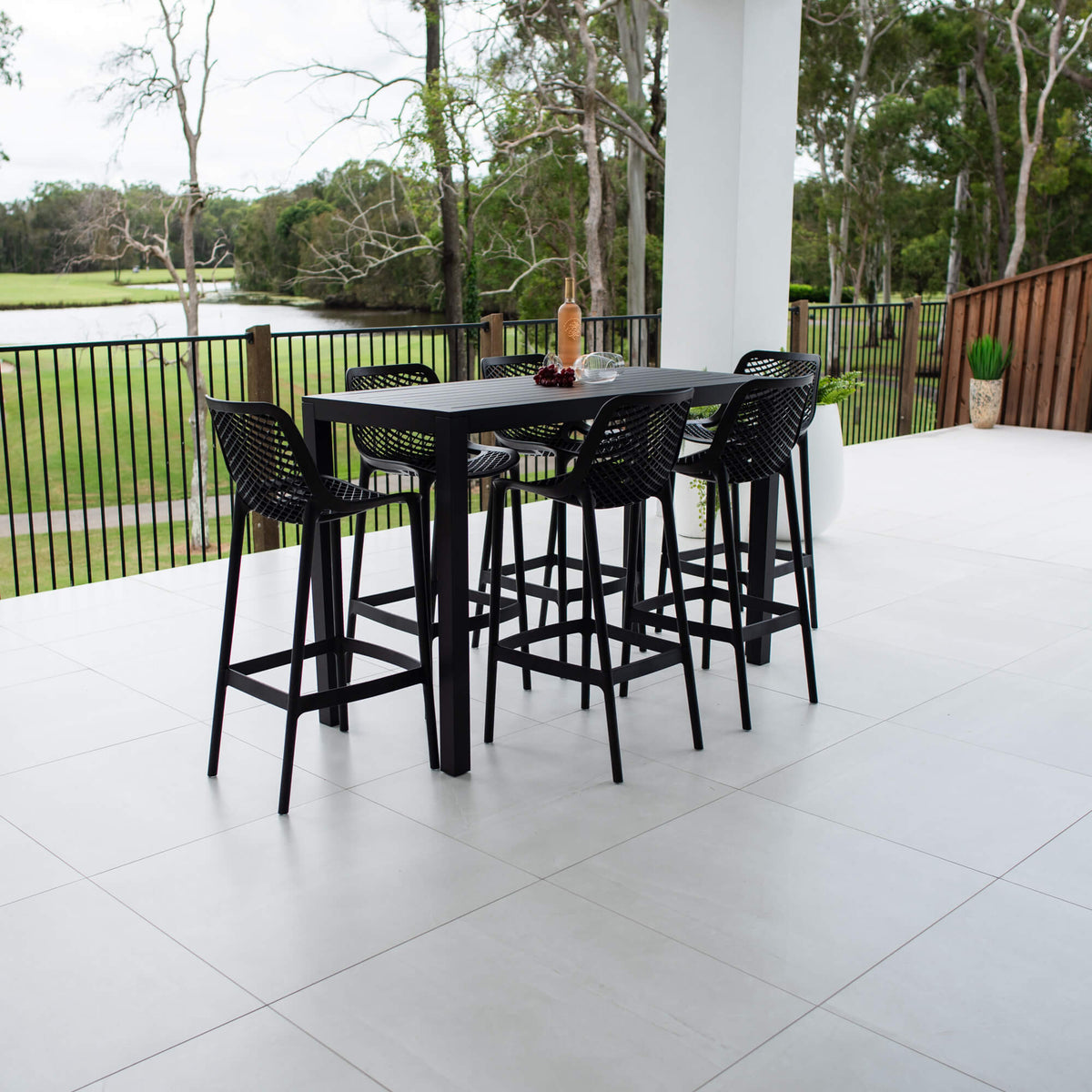 best-outdoor-furniture-Air 75 - Alum Slat Bar - 7pce - Outdoor Bar Set #color_BLACK