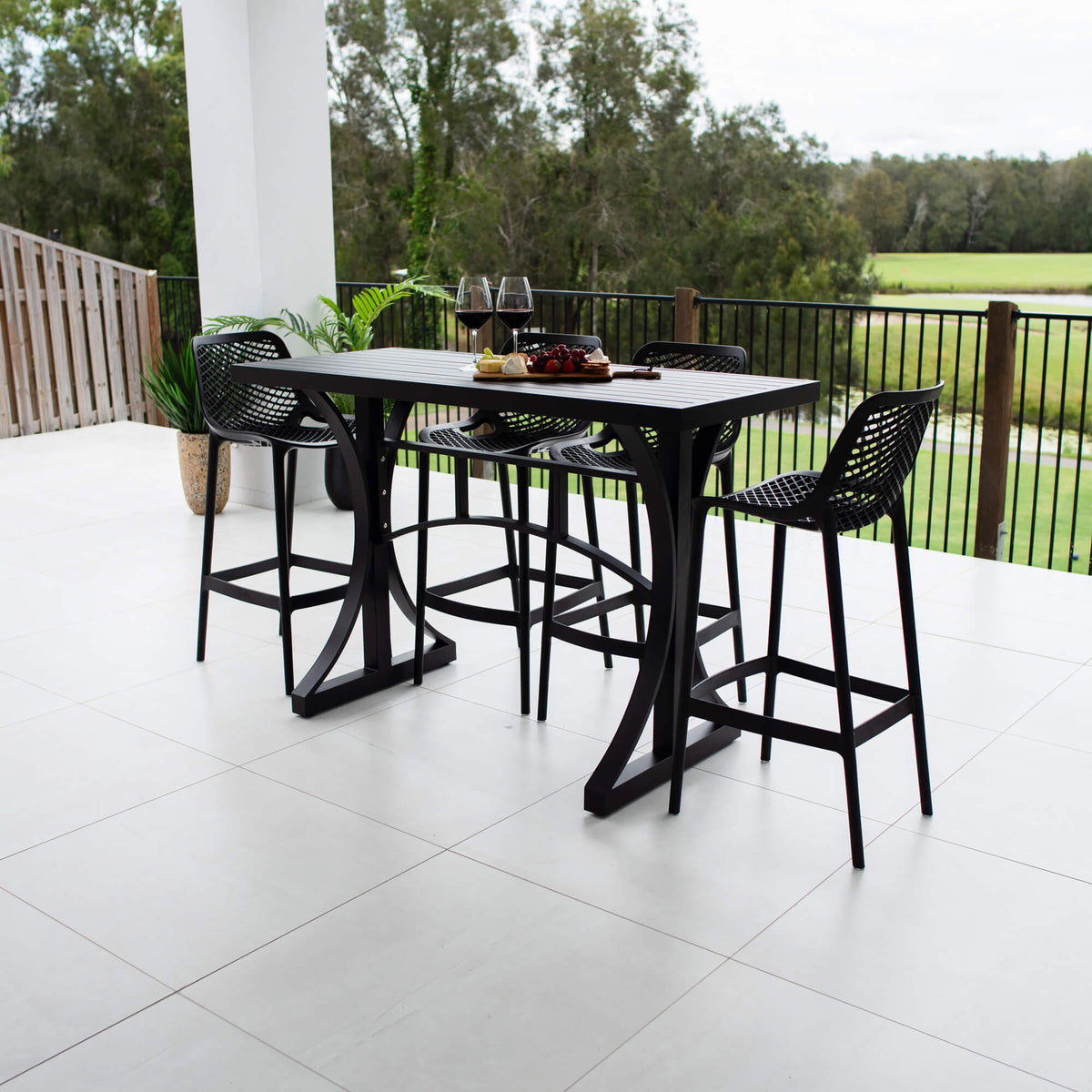 best-outdoor-furniture-Air 75 - Bergen Slat Bar 150 - 5pce - Outdoor Bar Set #color_BLACK