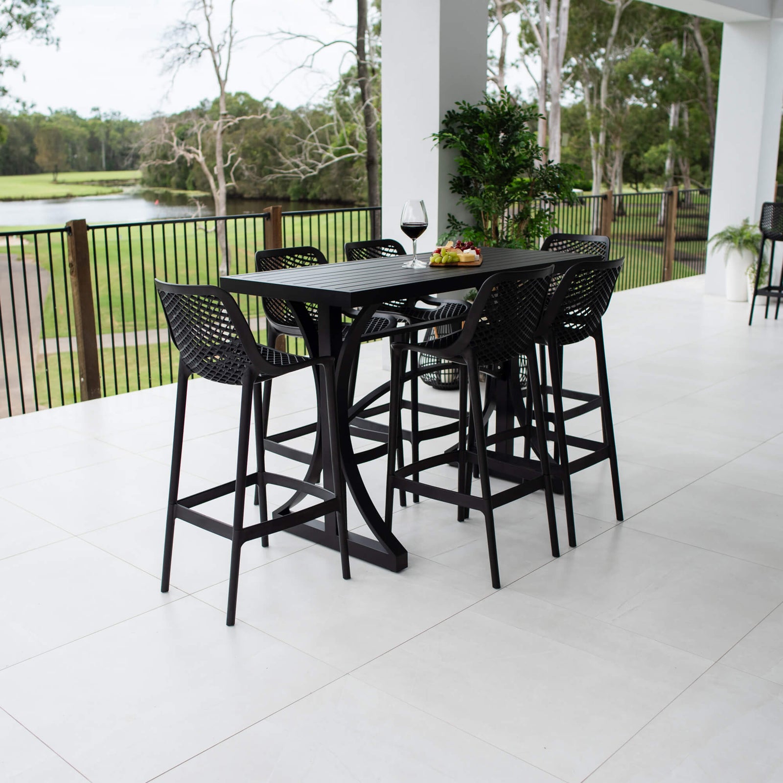 best-outdoor-furniture-Air 75 - Bergen Slat Bar 150 - 7pce - Outdoor Bar Set #color_BLACK