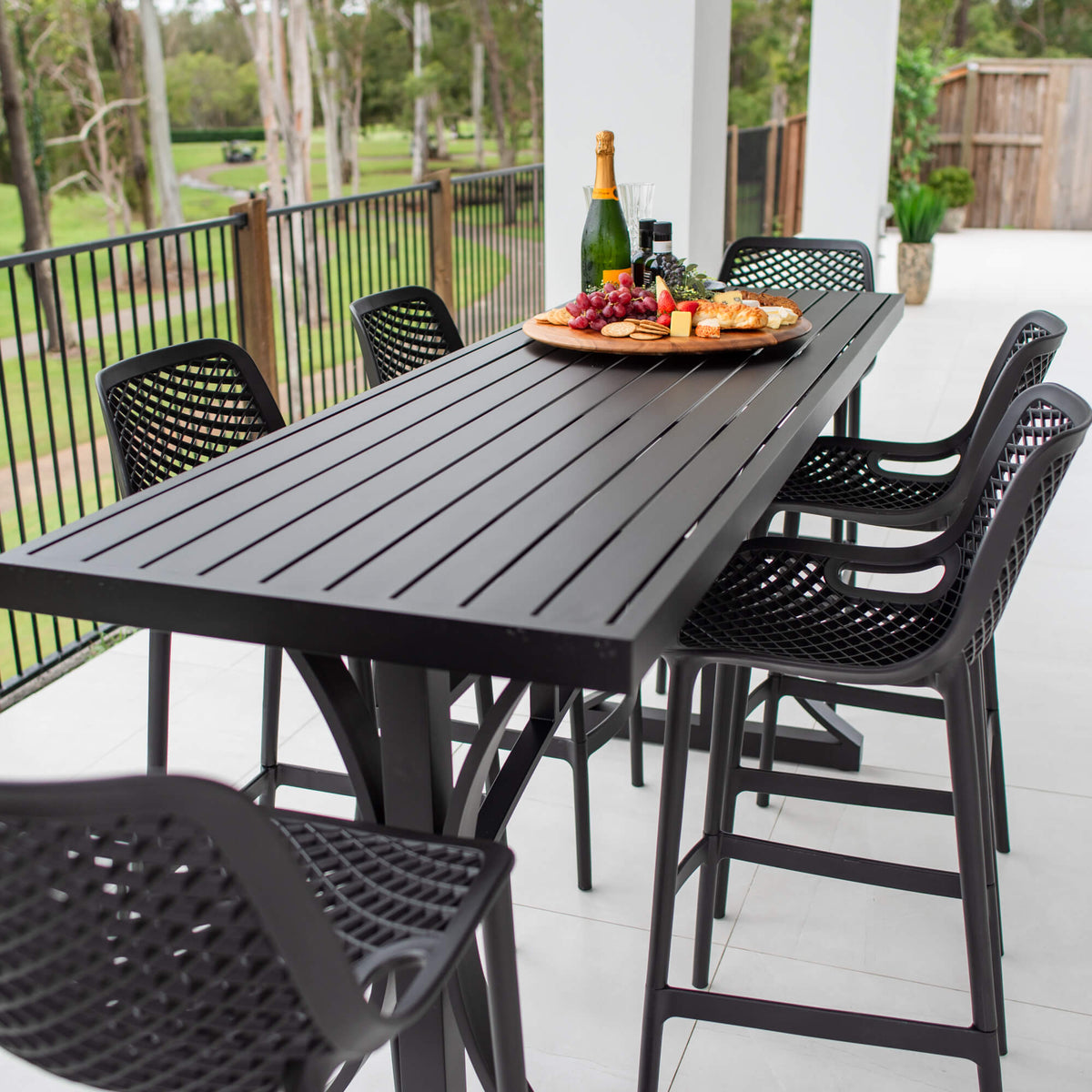 best-outdoor-furniture-Air 75 - Bergen Slat Bar 200 - 7pce - Outdoor Bar Set #color_BLACK