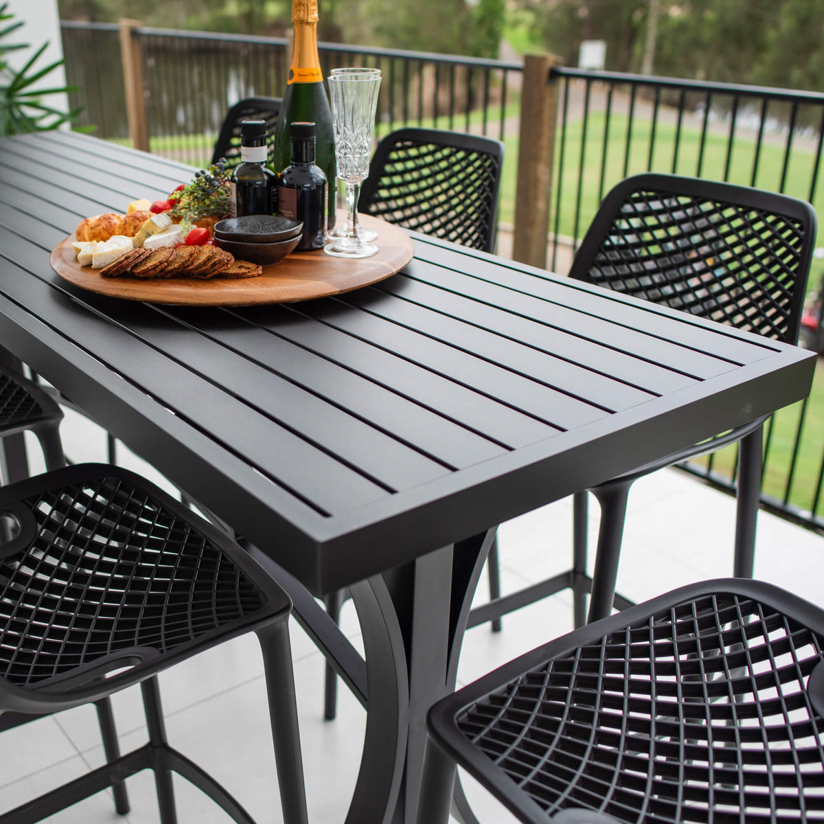 best-outdoor-furniture-Air 75 Bergen - 9pce (200x65) - Outdoor Bar Set #color_BLACK