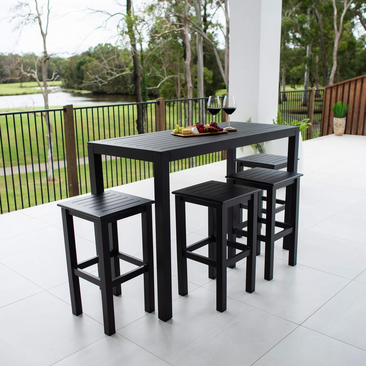 best-outdoor-furniture-Slat Bar - 5pce - 150 Outdoor Bar Set #color_BLACK