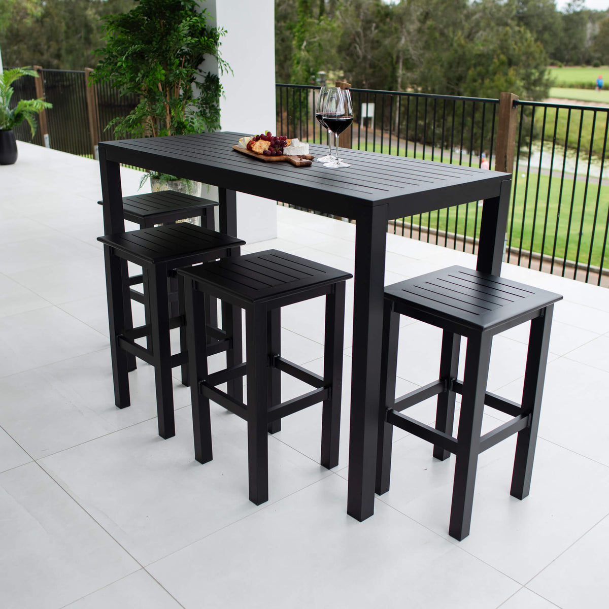 best-outdoor-furniture-Slat Bar - 5pce - 150 Outdoor Bar Set #color_BLACK