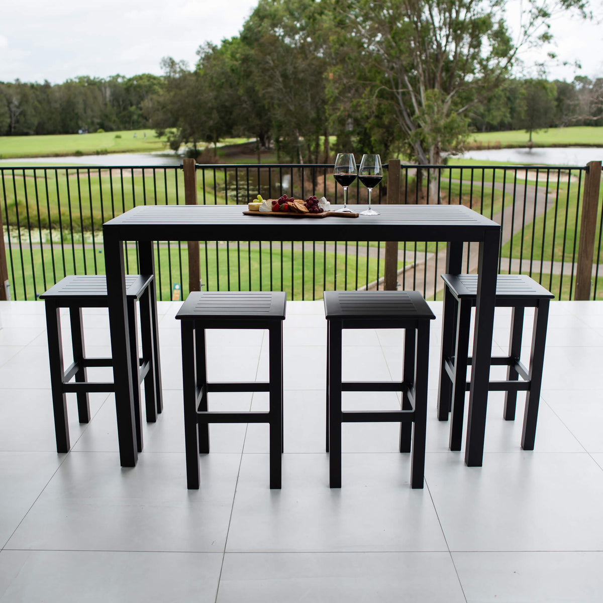 best-outdoor-furniture-Slat Bar - 5pce - 150 Outdoor Bar Set #color_BLACK