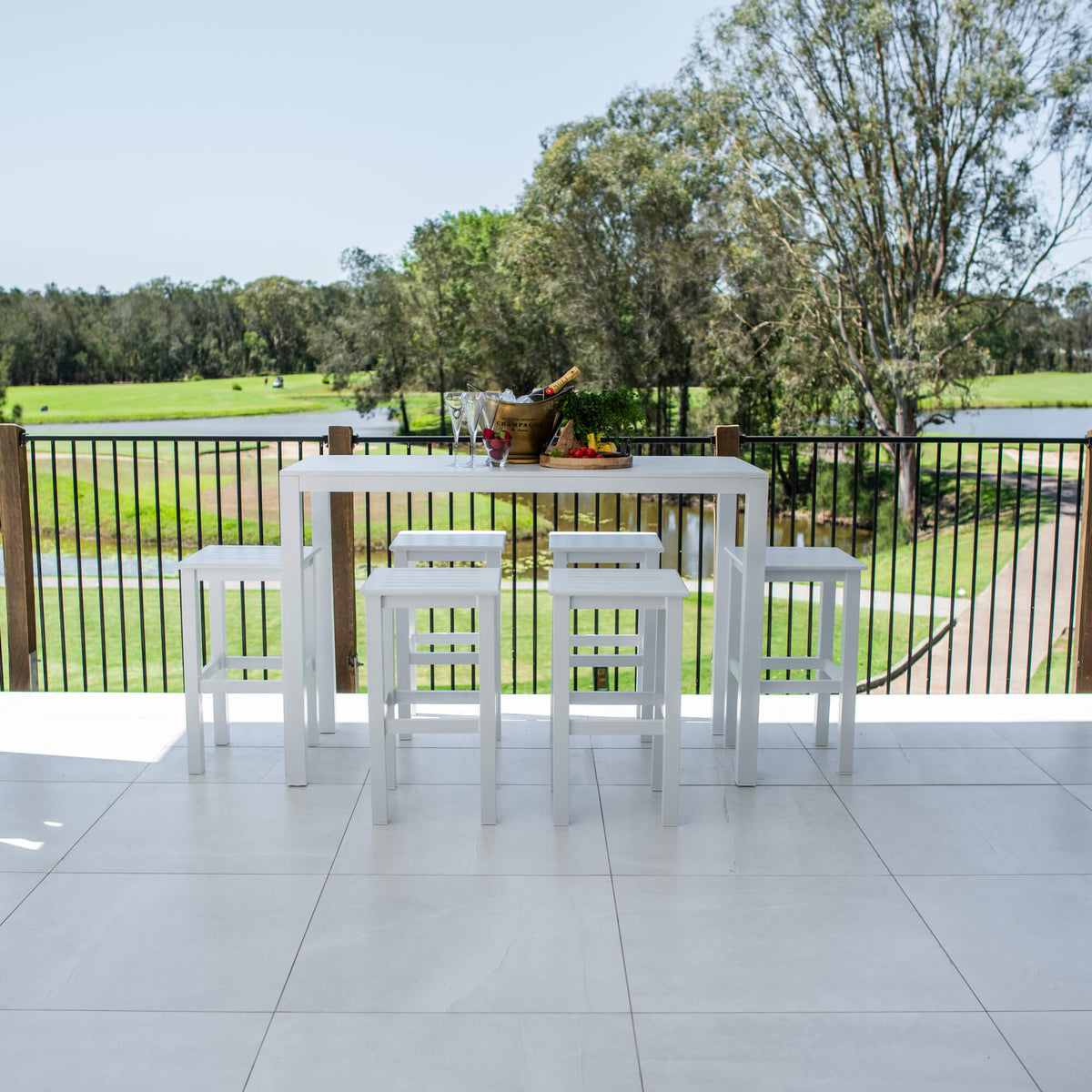 Alum Slat Bar - 7pce - Outdoor Bar Set F