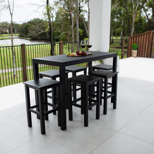 best-outdoor-furniture-Alum Slat Bar - 7pce - Outdoor Bar Set F #color_BLACK