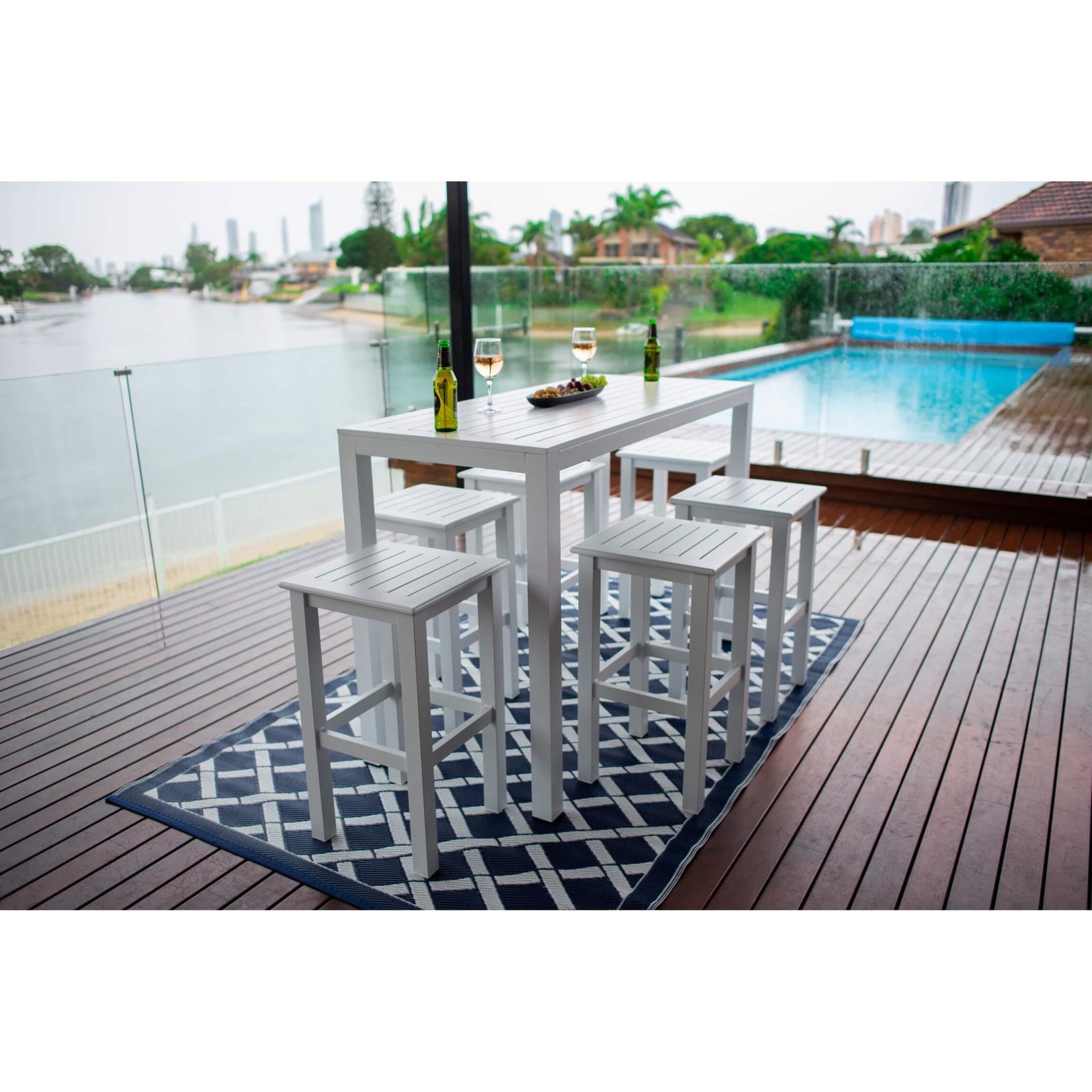 best-outdoor-furniture-Alum Slat Bar - 7pce - Outdoor Bar Set F #color_WHITE