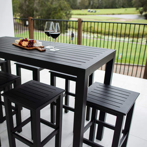 best-outdoor-furniture-Alum Slat Bar - 7pce - Outdoor Bar Set F #color_BLACK