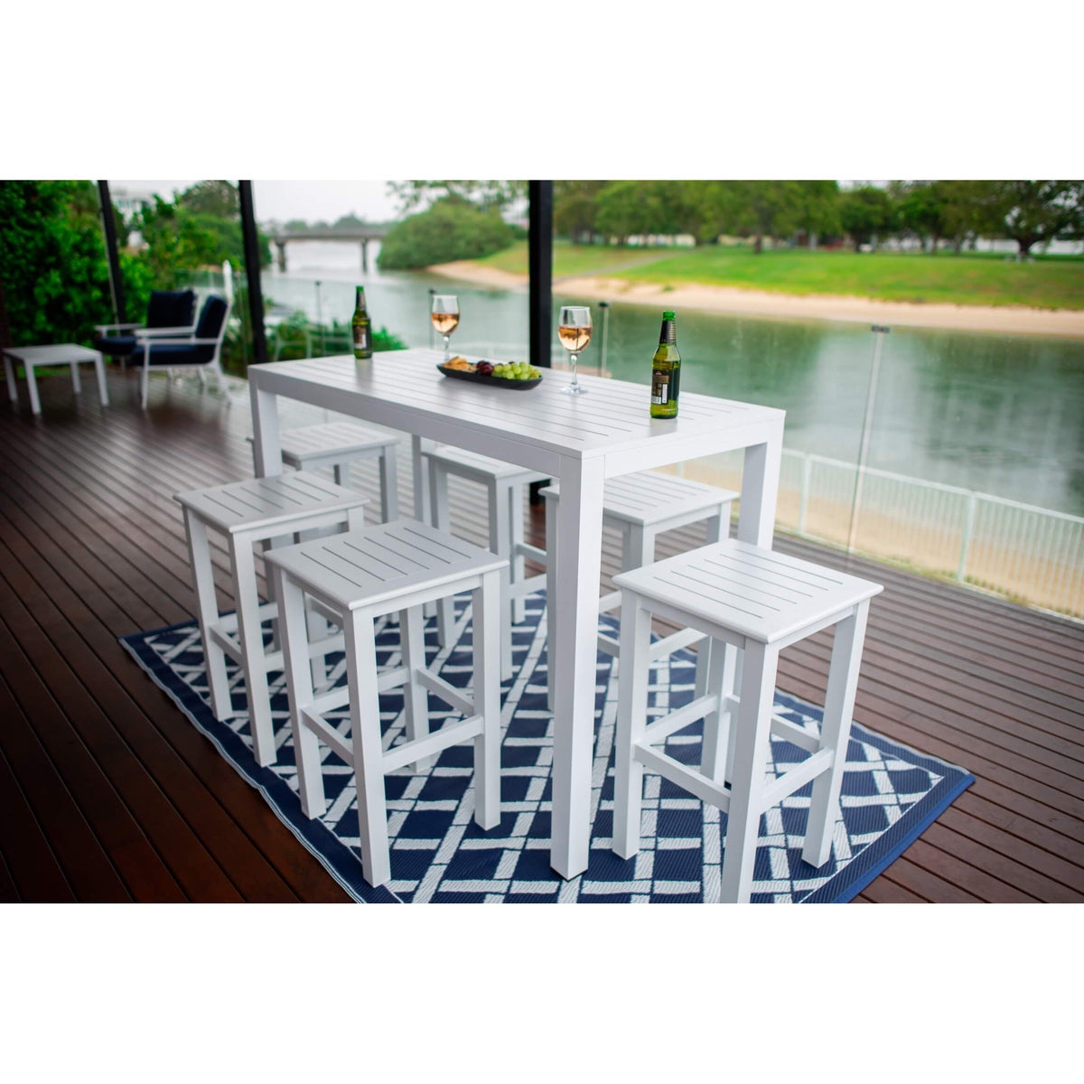 best-outdoor-furniture-Alum Slat Bar - 7pce - Outdoor Bar Set F #color_WHITE