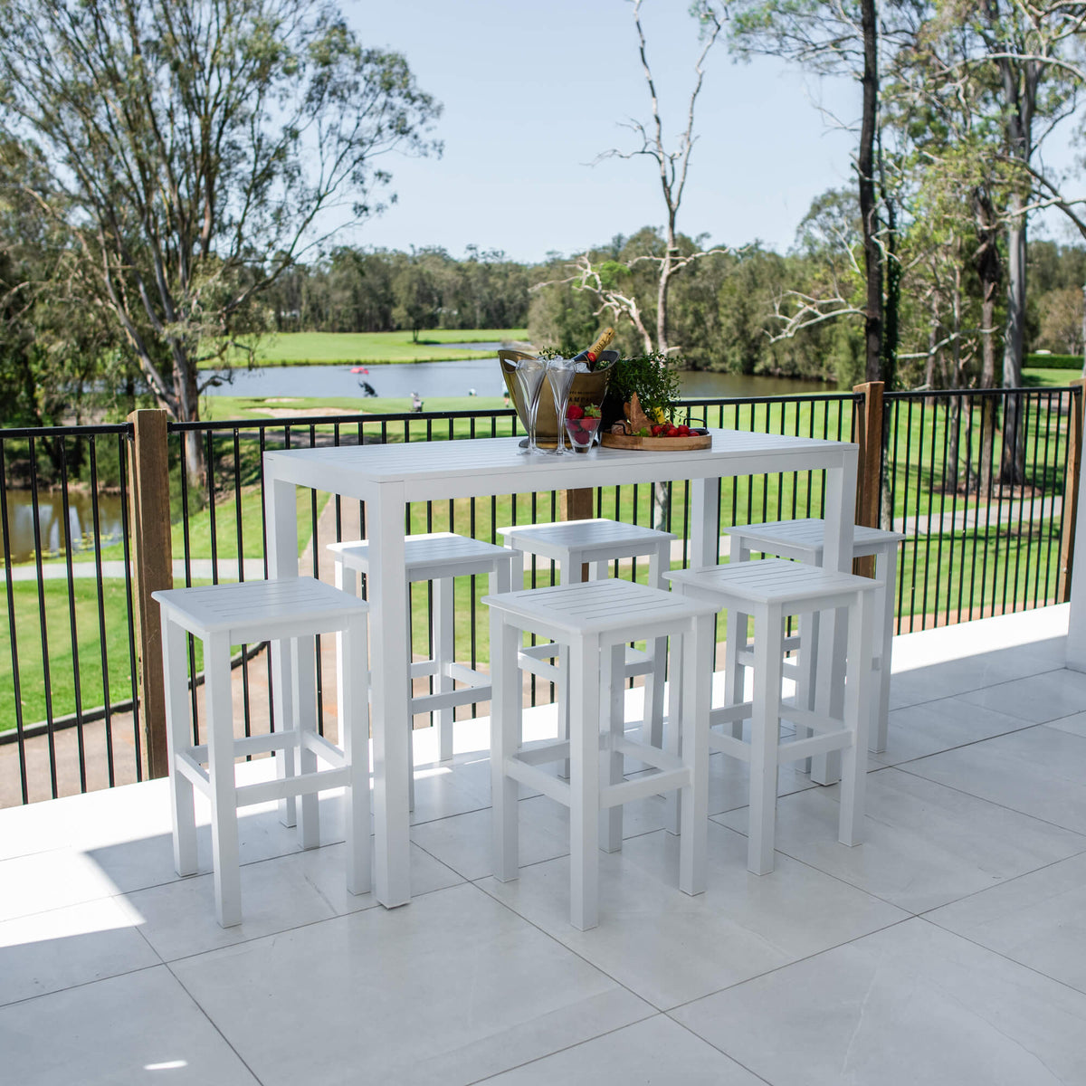 best-outdoor-furniture-Alum Slat Bar - 7pce - Outdoor Bar Set F #color_WHITE