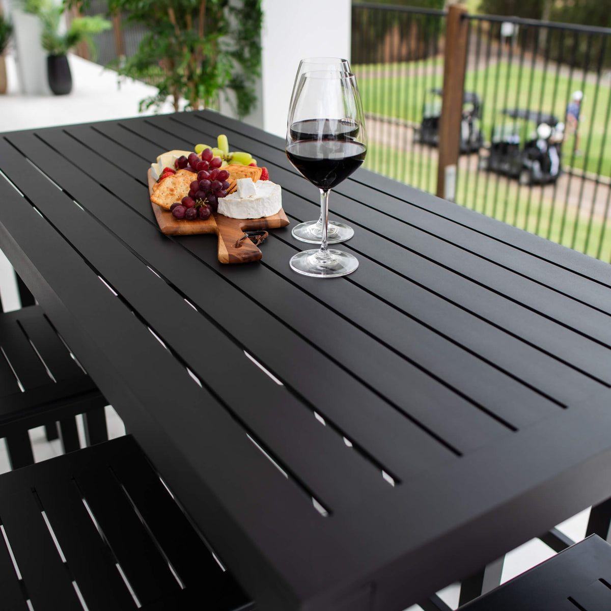 best-outdoor-furniture-Alum Slat Bar - 7pce - Outdoor Bar Set F #color_BLACK
