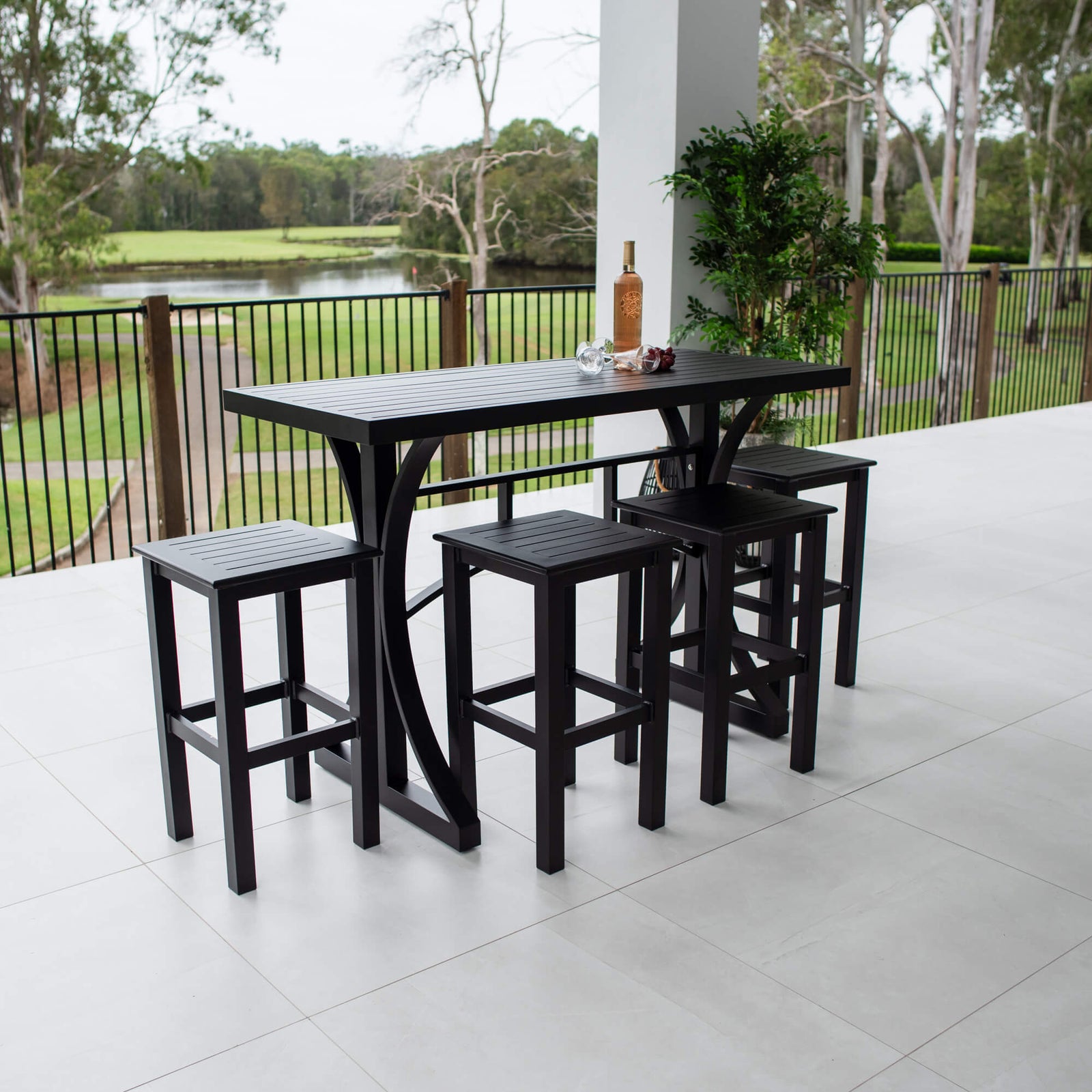 best-outdoor-furniture-SLAT - Bergen Slat Bar 150 - 5pce - Outdoor Bar Set #color_BLACK