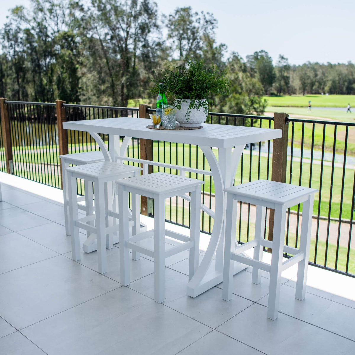 best-outdoor-furniture-SLAT - Bergen Slat Bar 150 - 5pce - Outdoor Bar Set #color_WHITE