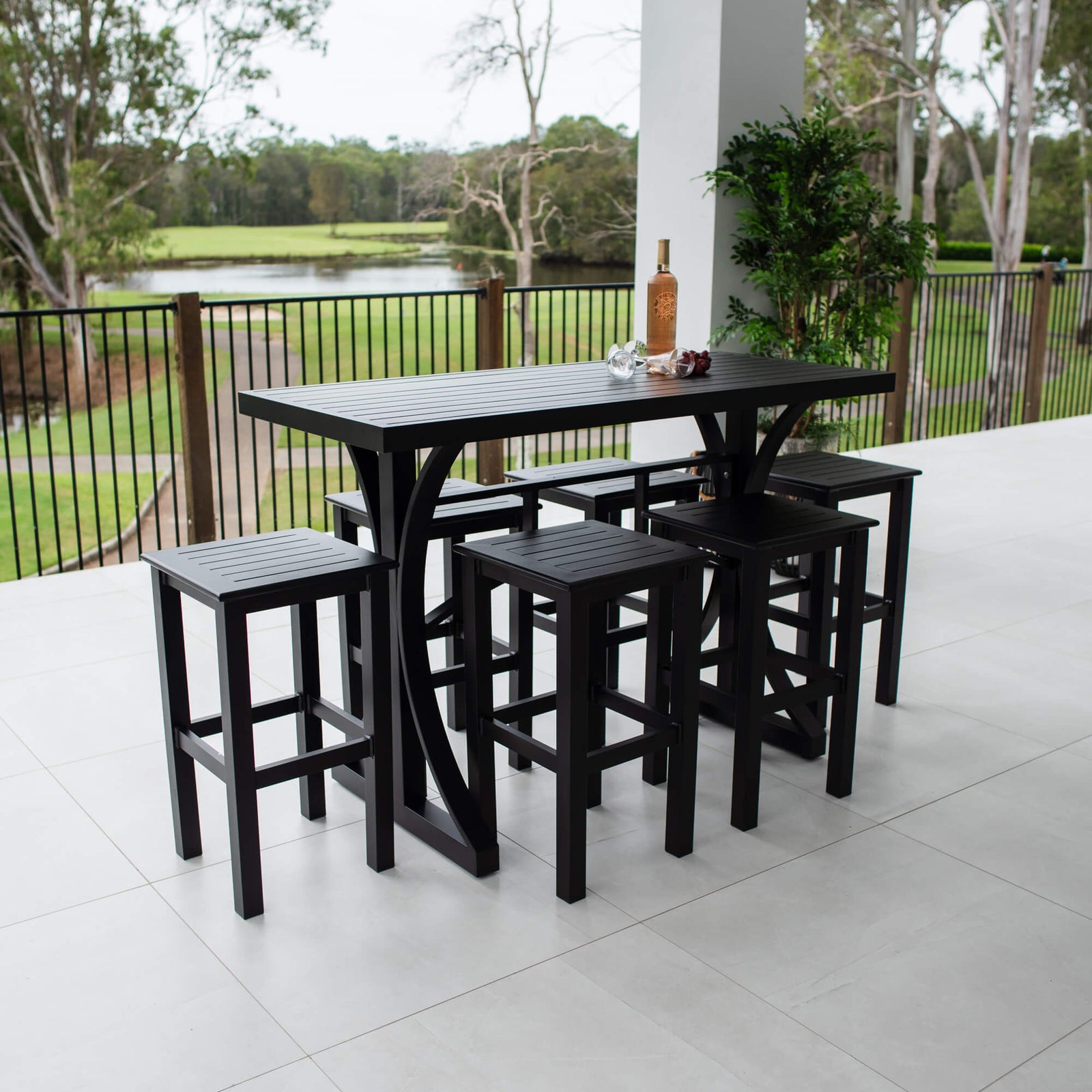 best-outdoor-furniture-SLAT - Bergen Slat Bar 150 - 7pce - Outdoor Bar Set #color_BLACK