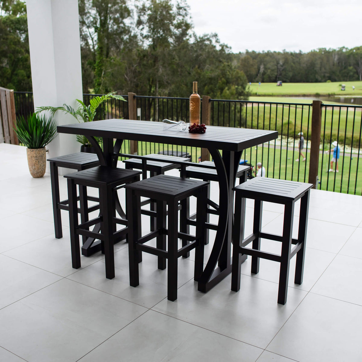 best-outdoor-furniture-SLAT - Bergen Slat Bar 150 - 7pce - Outdoor Bar Set #color_BLACK