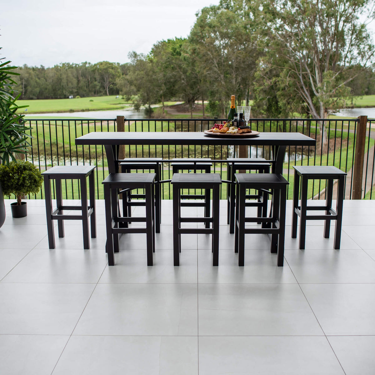 best-outdoor-furniture-Kirra Bergen - 9pce (200x65) - Outdoor Bar Set #color_BLACK