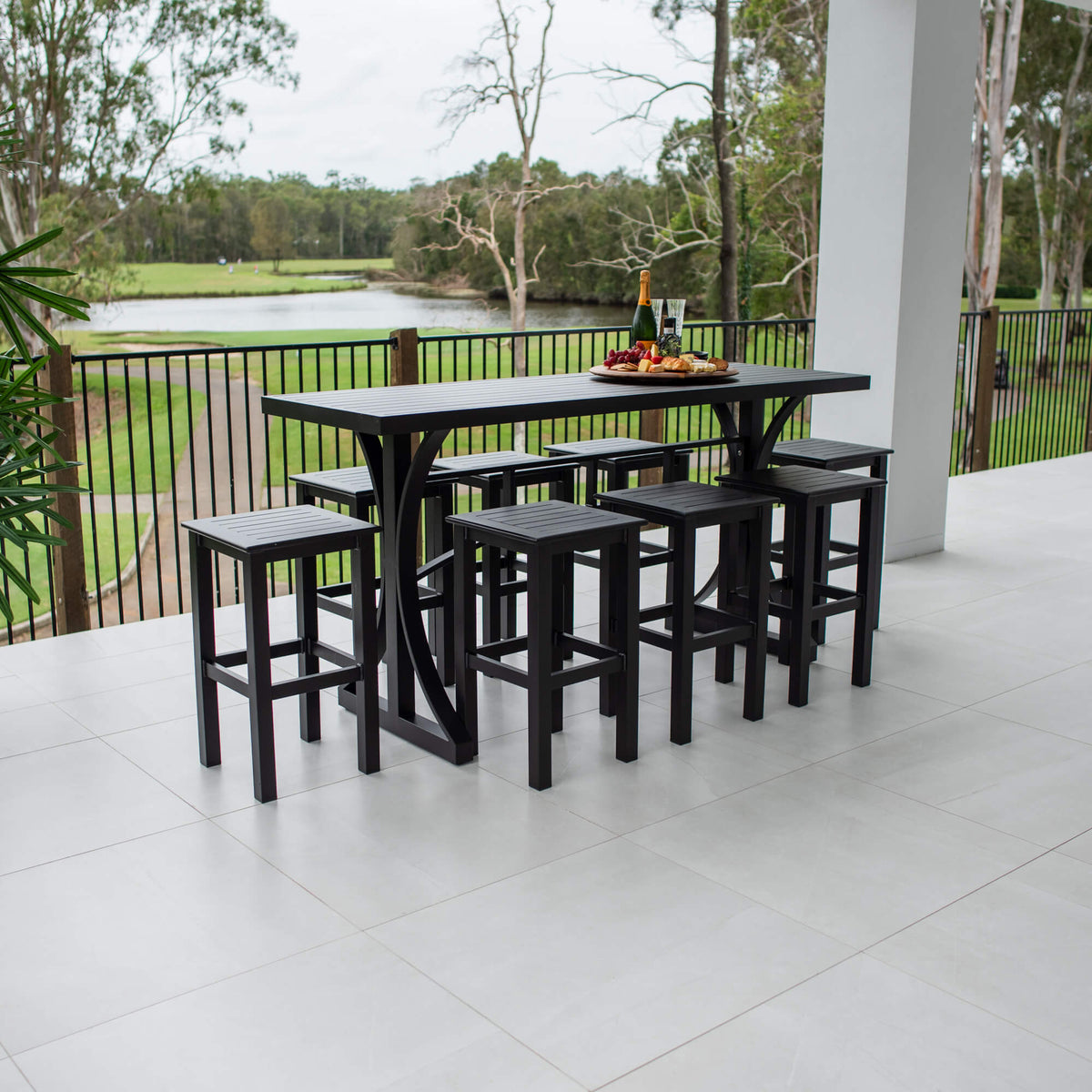 best-outdoor-furniture-Kirra Bergen - 9pce (200x65) - Outdoor Bar Set #color_BLACK