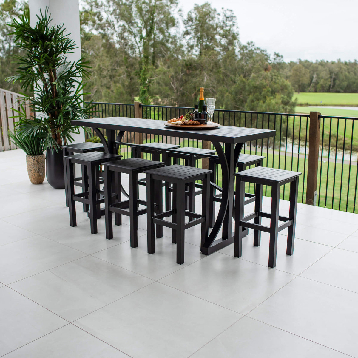 best-outdoor-furniture-Kirra Bergen - 9pce (200x65) - Outdoor Bar Set #color_BLACK
