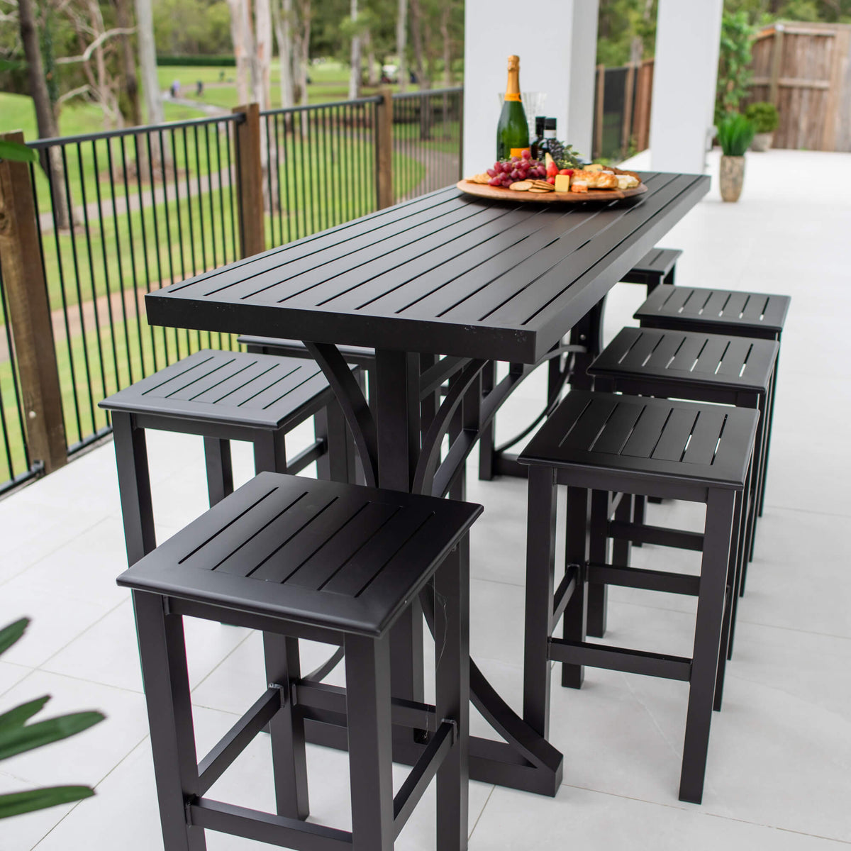 best-outdoor-furniture-Kirra Bergen - 9pce (200x65) - Outdoor Bar Set #color_BLACK
