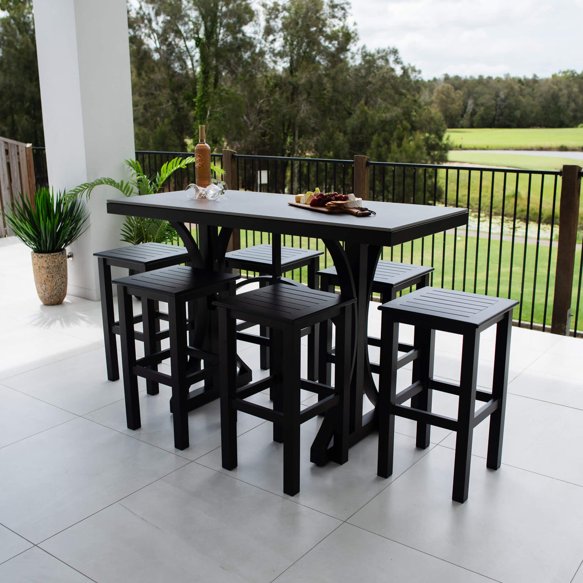 best-outdoor-furniture-Kirra Malibu - 7pce (150x65) - Outdoor Bar Set #color_BLACK