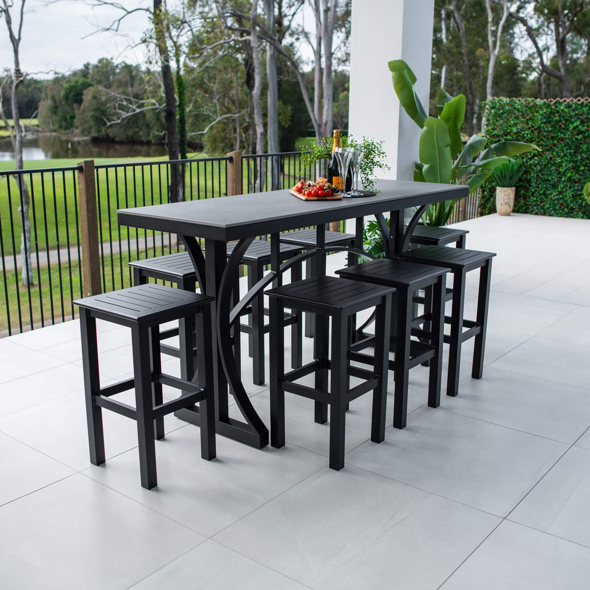 best-outdoor-furniture-Kirra Malibu - 9pce (200x65) - Outdoor Bar Set #color_BLACK