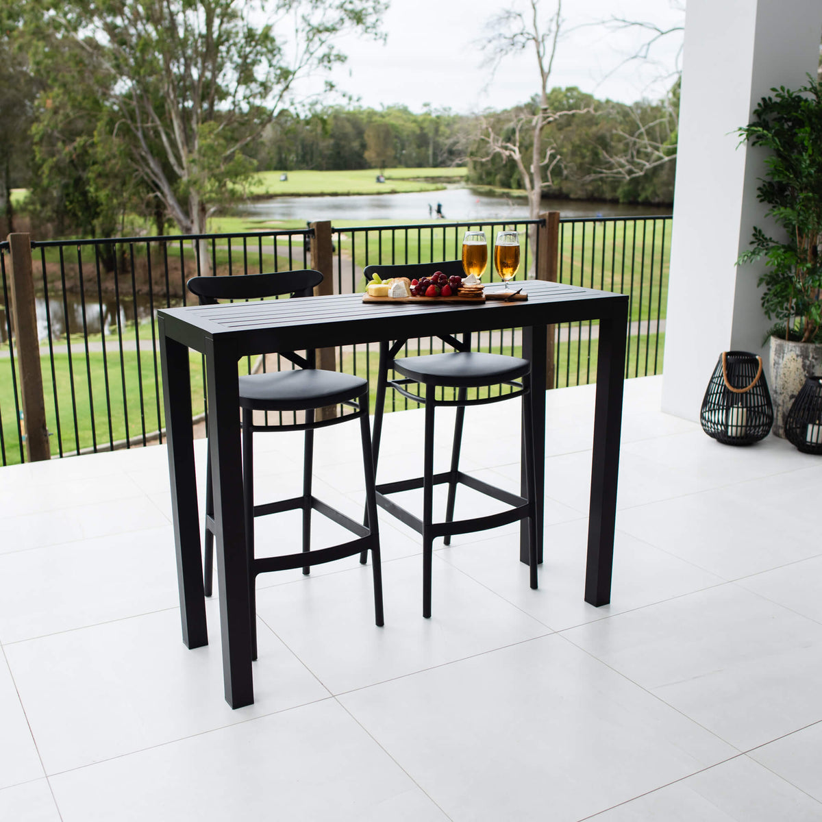best-outdoor-furniture-Cross 75 - Alum Slat Bar 130 - 3pce - Outdoor Bar Set #color_BLACK