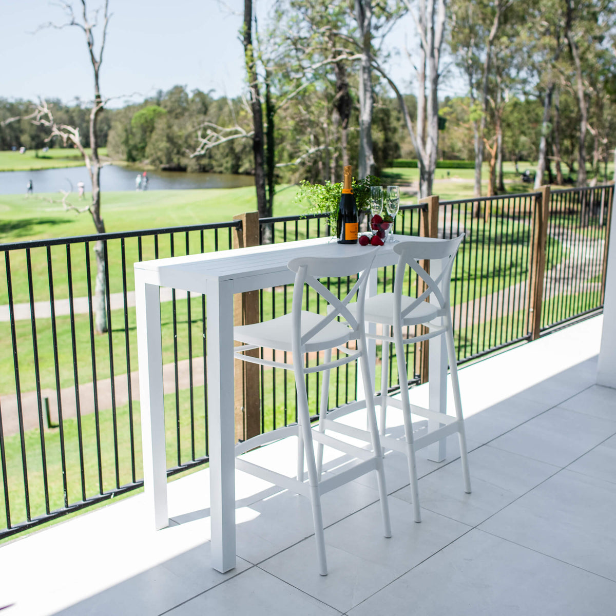Cross 75 - Alum Slat Bar 130 - 3pce - Outdoor Bar Set
