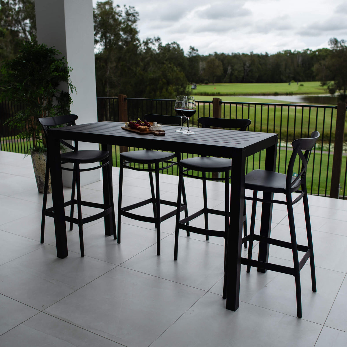 best-outdoor-furniture-Portsea 75 Aria - 5pce (150x65) - Outdoor Bar Set #color_BLACK