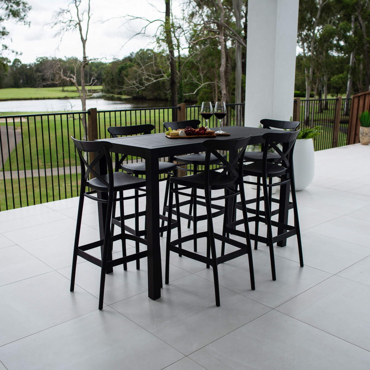 best-outdoor-furniture-Portsea 75 Aria - 7pce (150x65) - Outdoor Bar Set #color_BLACK