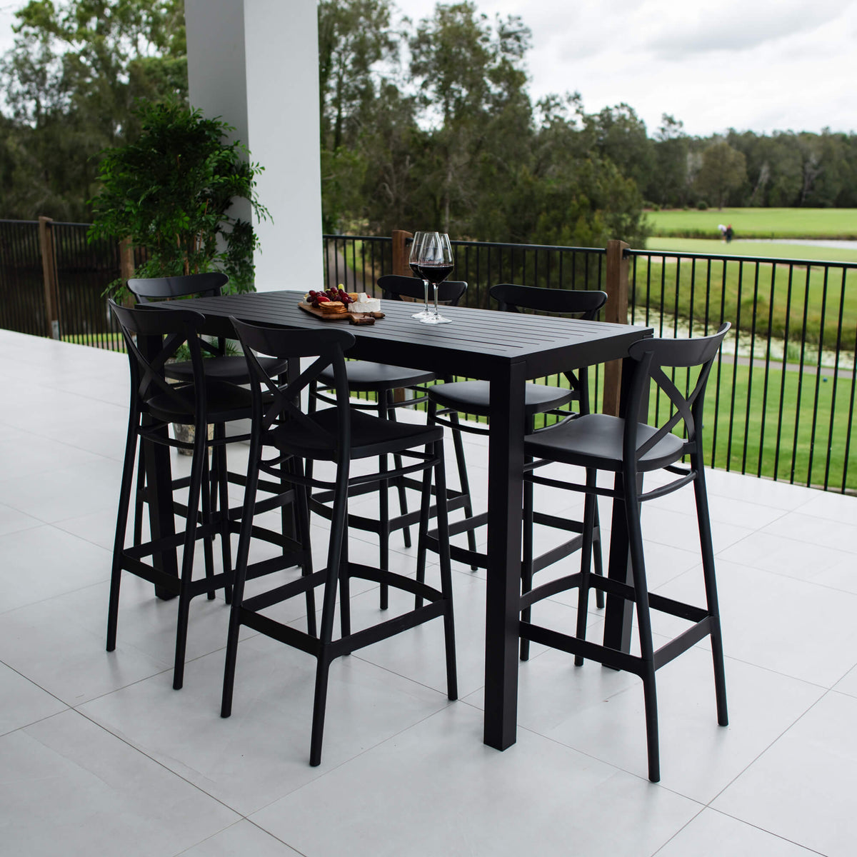 best-outdoor-furniture-Portsea 75 Aria - 7pce (150x65) - Outdoor Bar Set #color_BLACK