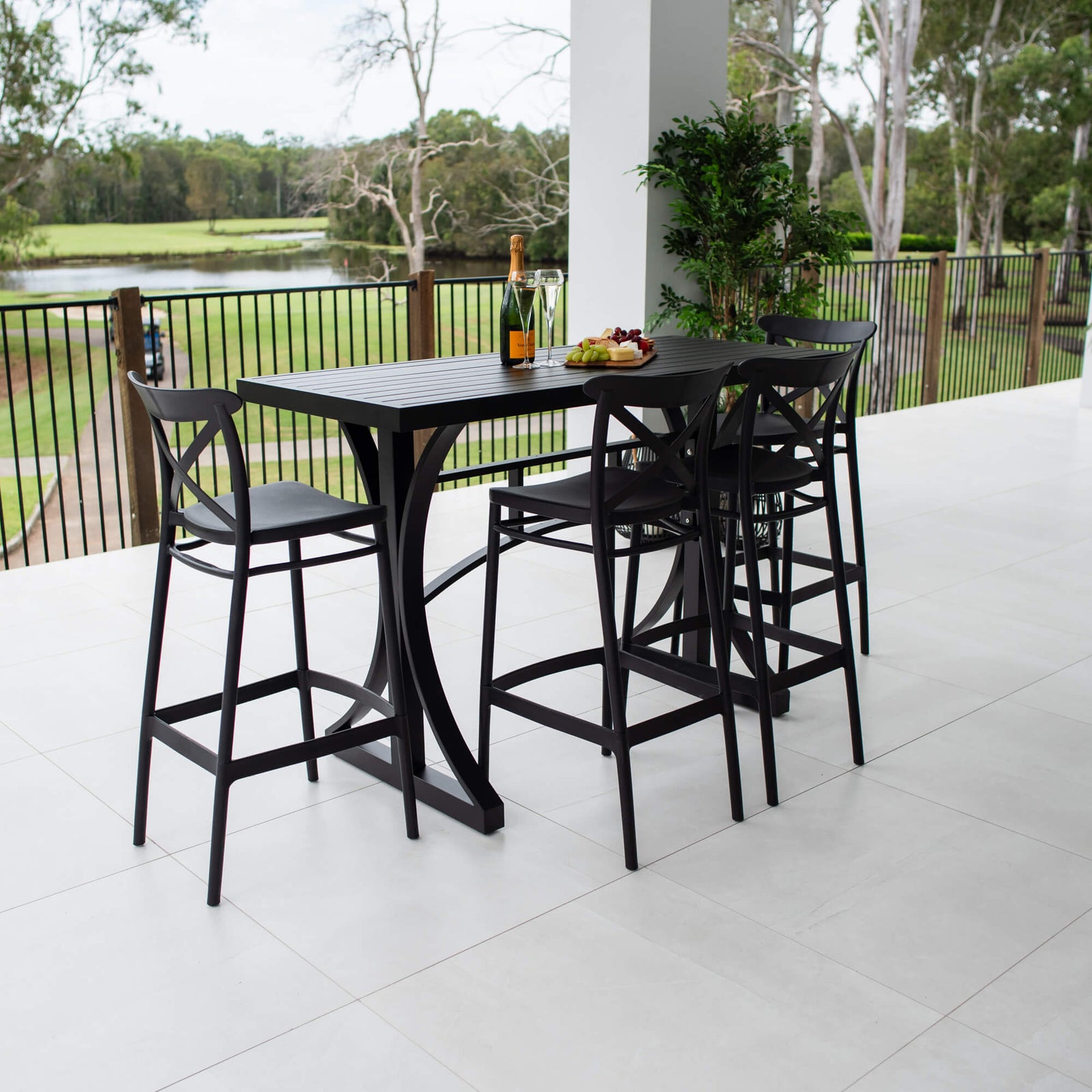 best-outdoor-furniture-Portsea 75 Bergen - 5pce (150x65) - Outdoor Bar Set #color_BLACK