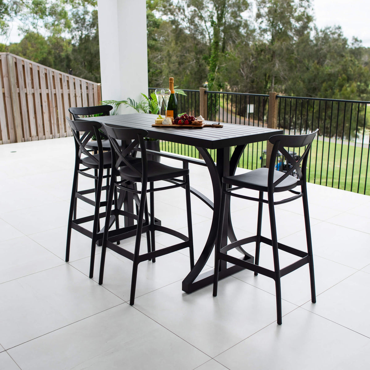 best-outdoor-furniture-Portsea 75 Bergen - 5pce (150x65) - Outdoor Bar Set #color_BLACK