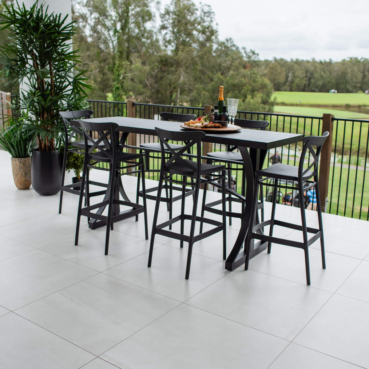 best-outdoor-furniture-Portsea 75 Bergen - 7pce (200x65) - Outdoor Bar Set #color_BLACK