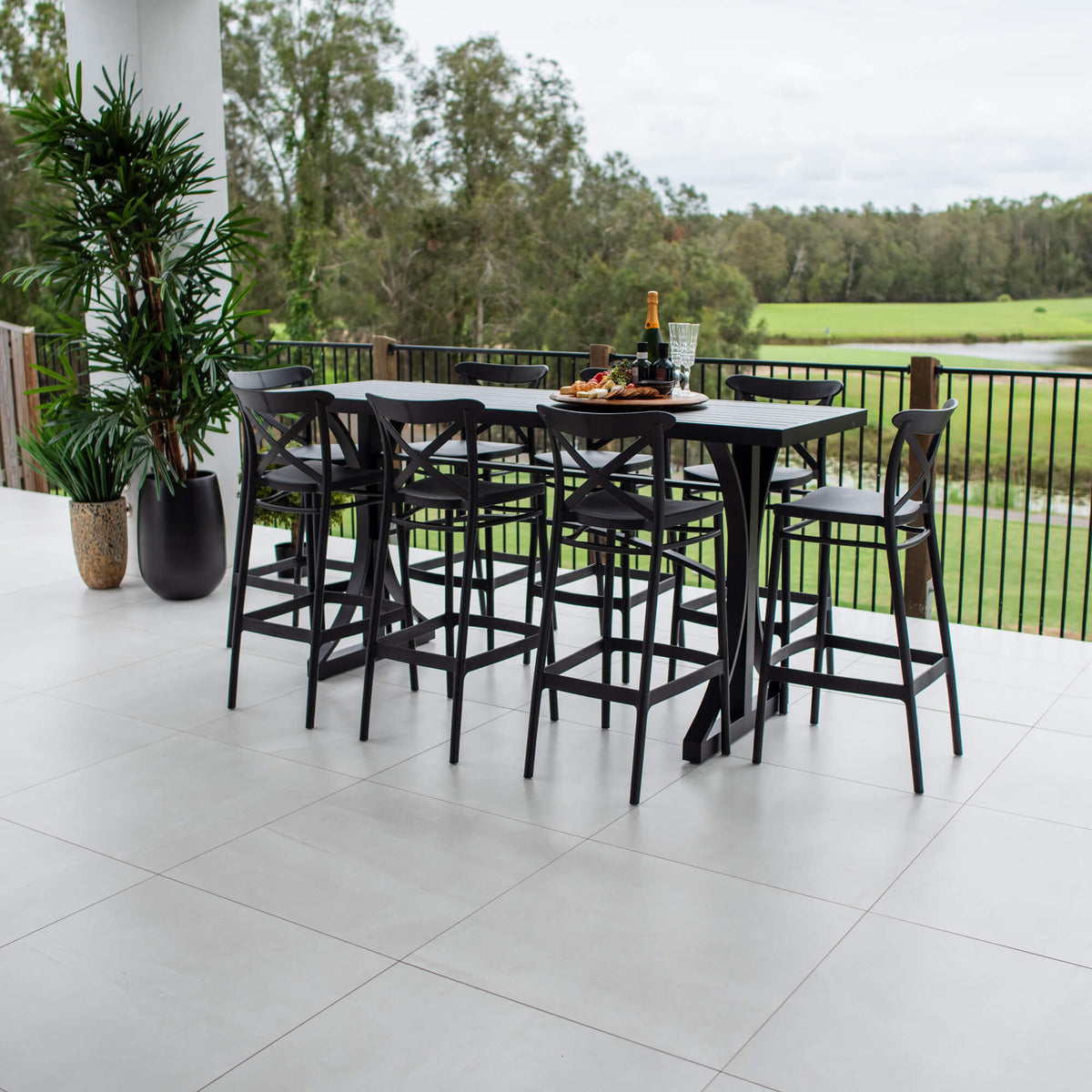 best-outdoor-furniture-Portsea 75 Bergen - 9pce (200x65) - Outdoor Bar Set #color_BLACK