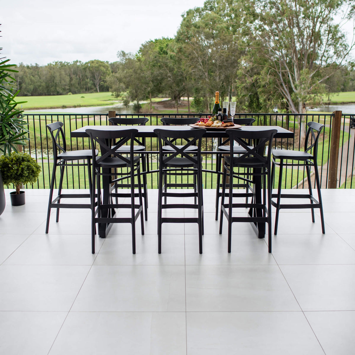 best-outdoor-furniture-Portsea 75 Bergen - 9pce (200x65) - Outdoor Bar Set #color_BLACK